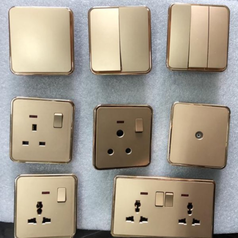ABUK Ready Stock UK/EU Standard 1/2/3/4 Gang Light Switch 13A 20A 45A PC Electrical Wall Universal Outlet Sockets And Switches