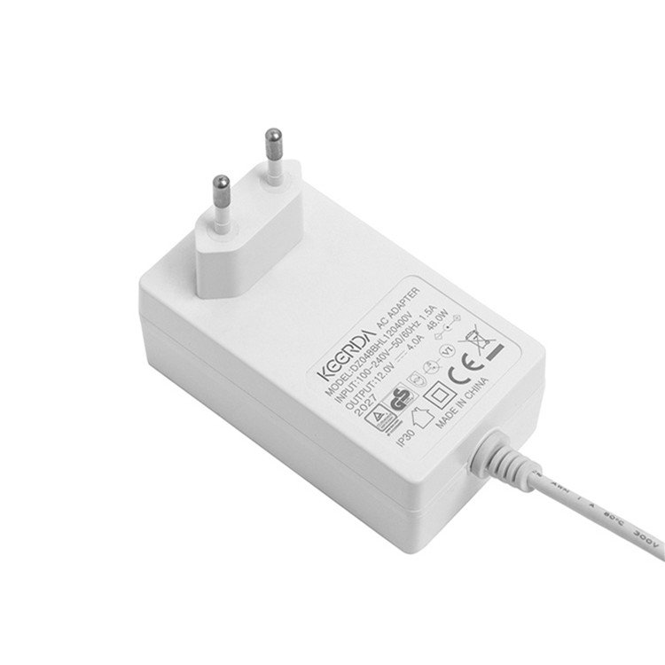 Modern 12v 4a Durable Wall Plug Interchangeable white Power Supply 48w Dc Power Adapter