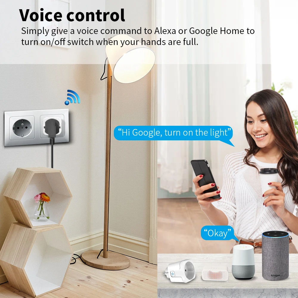European Popular Market Smart Modern Smart Switches and Socket Tuya Power Socket Plug 16A 240V Electric Switches and Socket