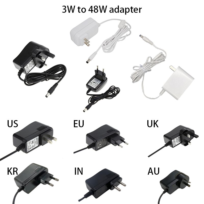 2024 New Trend 12V 3A Power Supply Adapter With US AC Plug 5.5*2.1mm 1.2m DC Cable