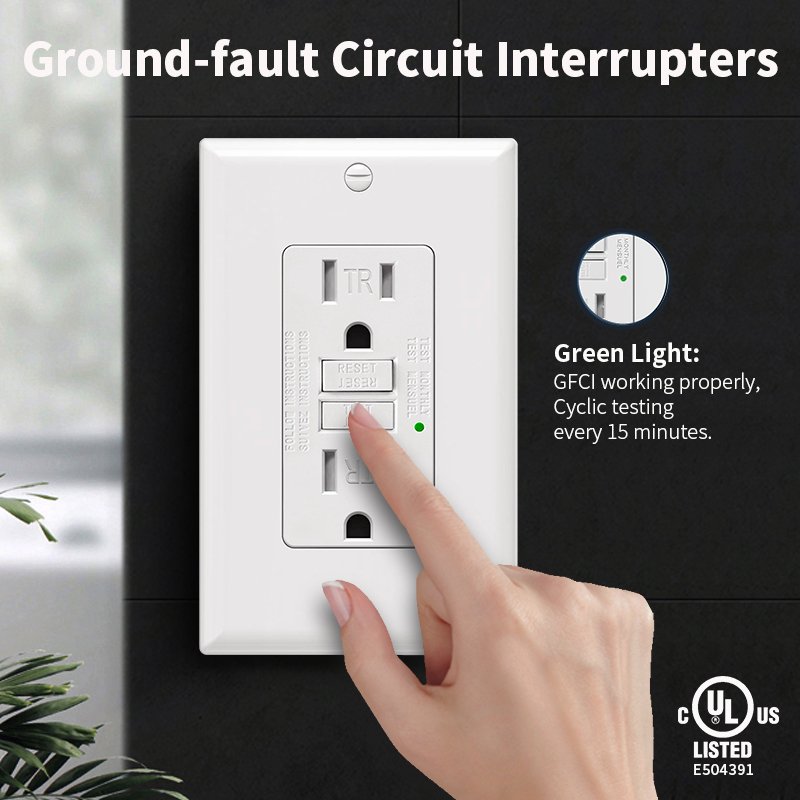 Fahint Ul Cul Listed Self-test Grounding Trouble-free US Tr Wr Weather Resistant Gfci Outlet 20 Amp 10 Pack Electrical Supplies