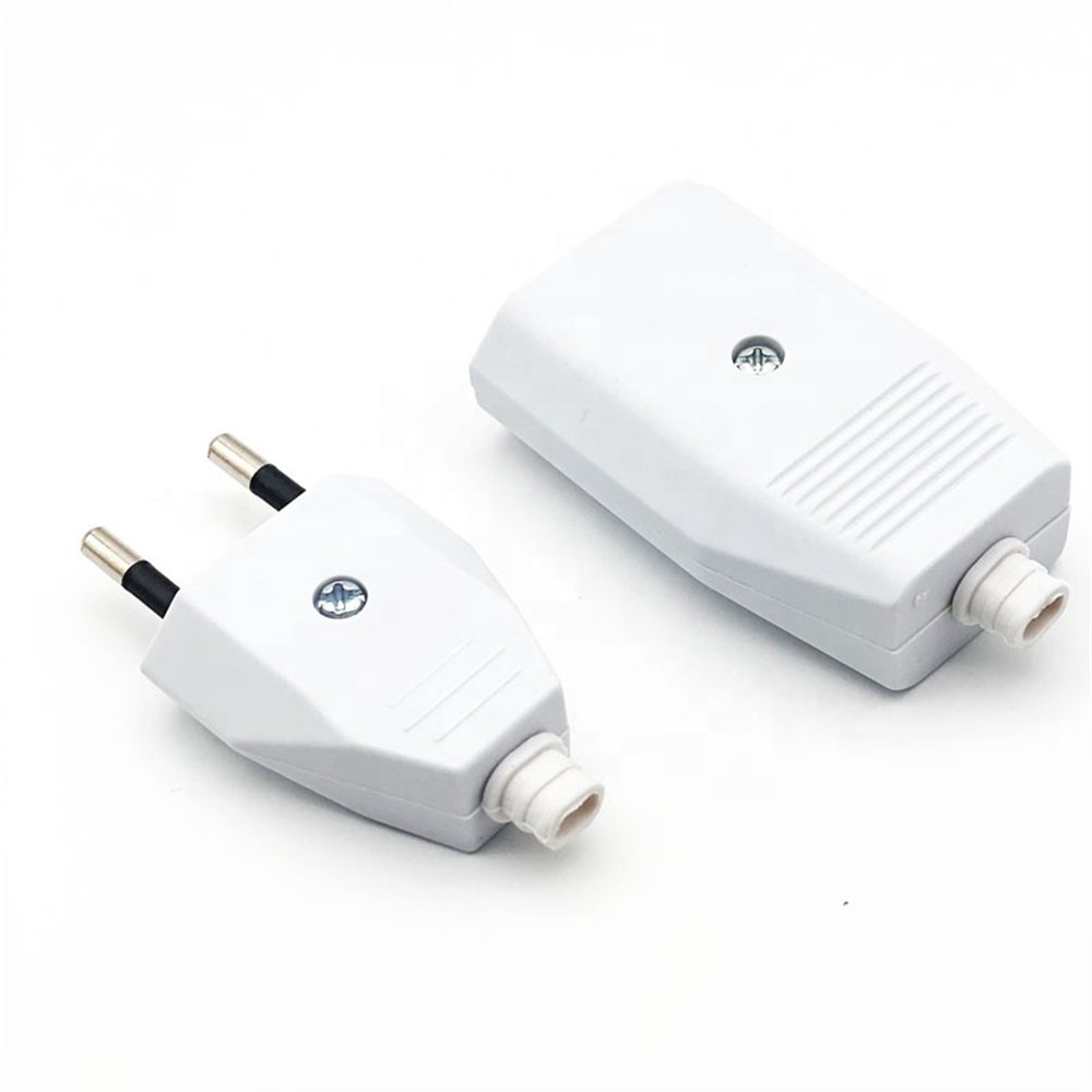 Hot Selling Germany EU Standard EURO Plug 220V 2P White 2.5A 10A 250V Male Electrical Power eu Rewireable Plug