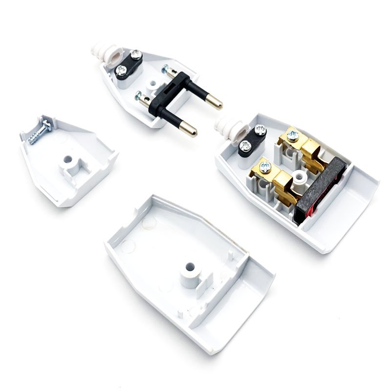 Hot Selling Germany EU Standard EURO Plug 220V 2P White 2.5A 10A 250V Male Electrical Power eu Rewireable Plug