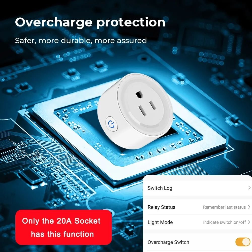 YIERYI 20A 16A US Plug Power Monitoring Tuya WiFi Wireless Smart Socket For Alexa Google Home