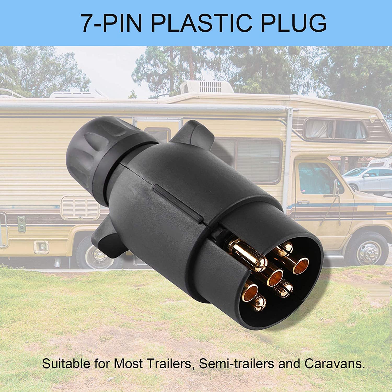 12V 7 Pin Trailer Plug N-Type Round 7-Pole Wiring Connector Towbar Trailer Adapter for Trailers Semitrailers Caravans