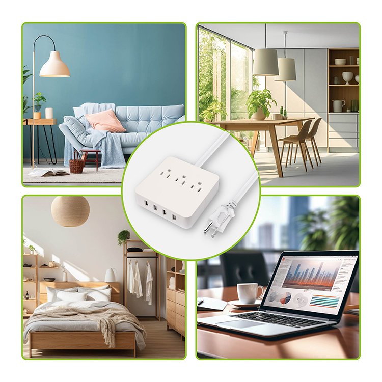 multicontact power strip ac power plug pure copper with 4 usb multi socket extension