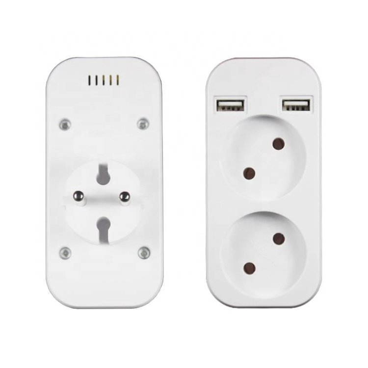European Style Dual Usb 5v 2a Power Port 3 Pin Output Power Wall Socket Plugs And Sockets