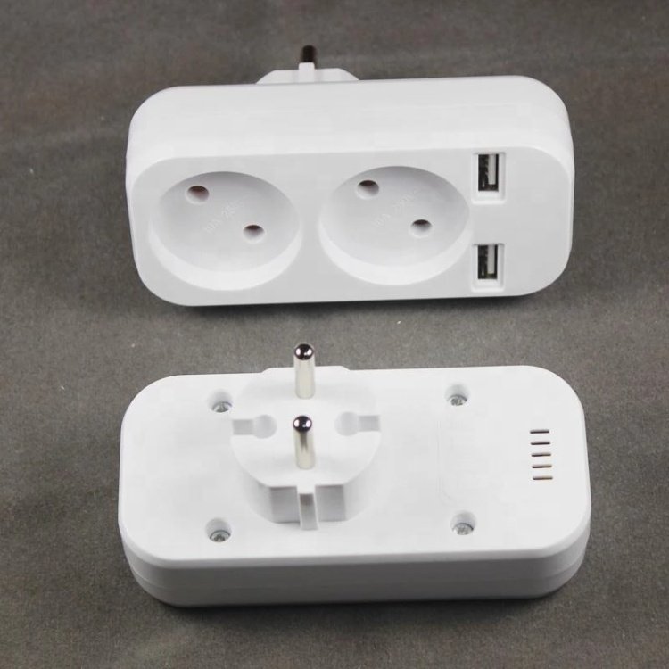 European Style Dual Usb 5v 2a Power Port 3 Pin Output Power Wall Socket Plugs And Sockets