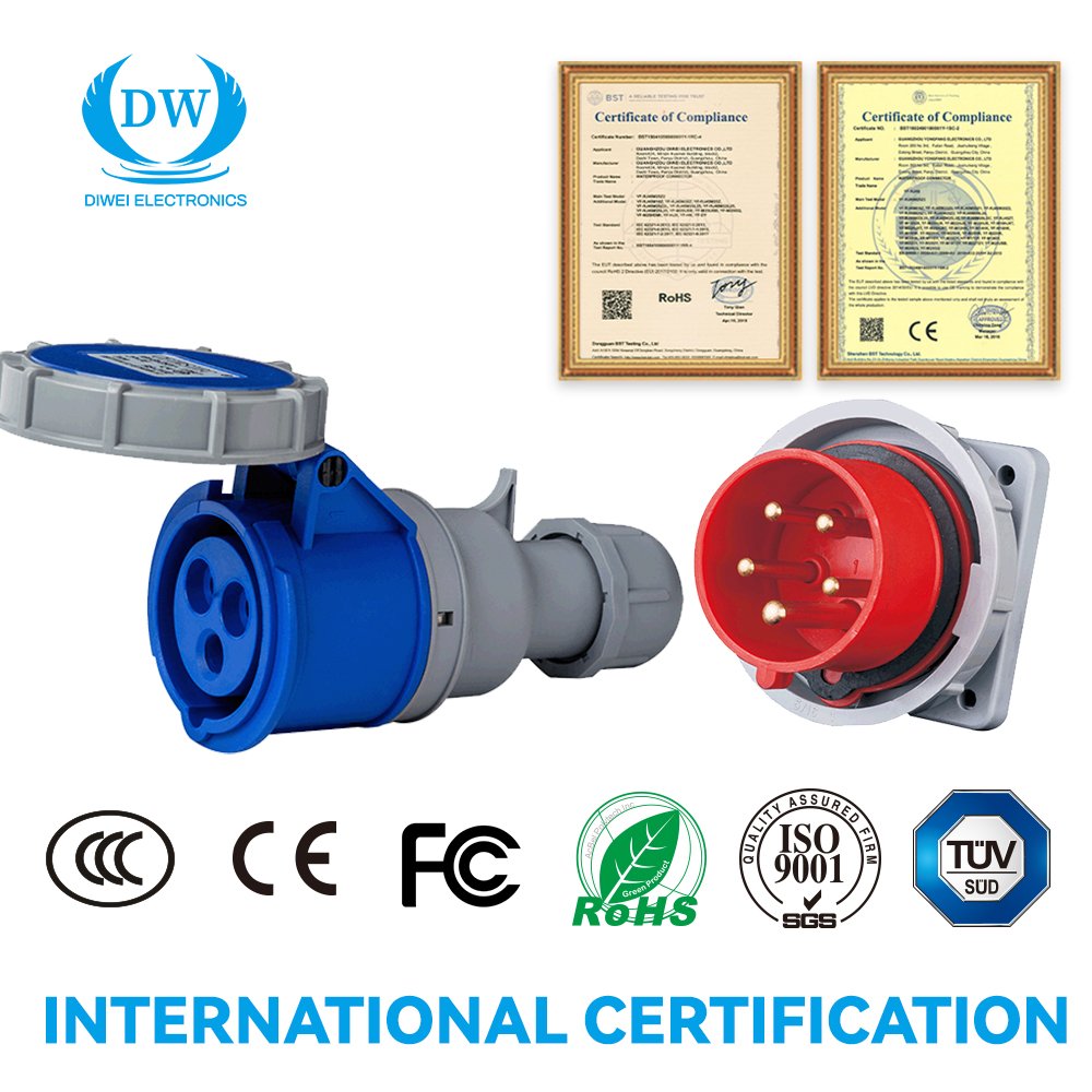 IP67 Weatherproof Industrial Plug And Socket 16A 3 Pin Germany IP44 Waterproof Power Plug For ABS Industrial Plug
