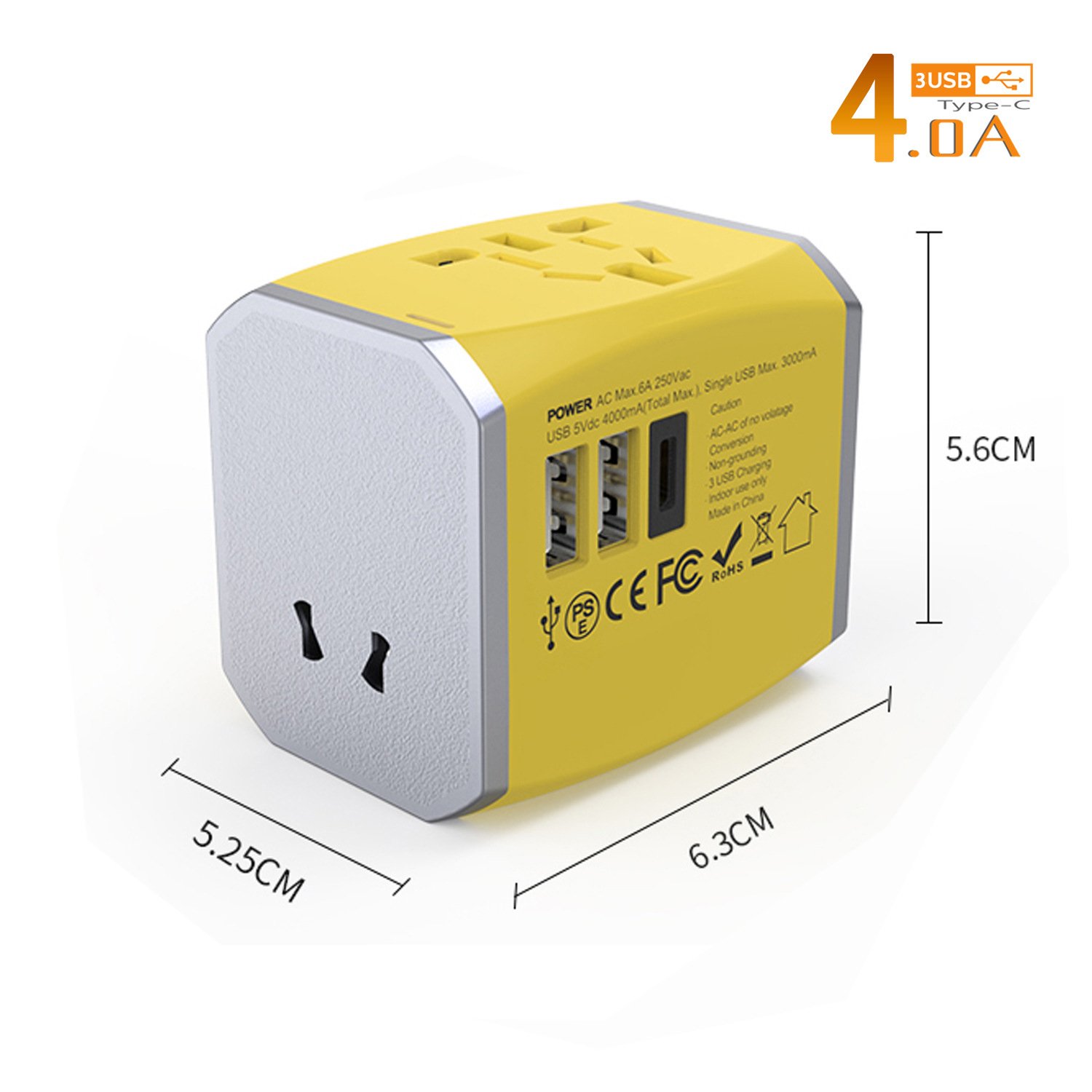 Universal plug conversion plug with 3USB multi-country converter plug and socket
