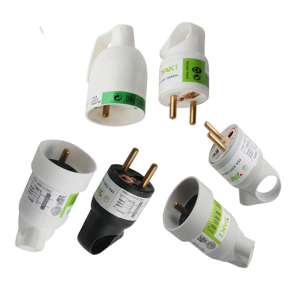 YAKI series French type Eu type male female conversion two round needle copper/CCA electrical plug 16A 250V plug