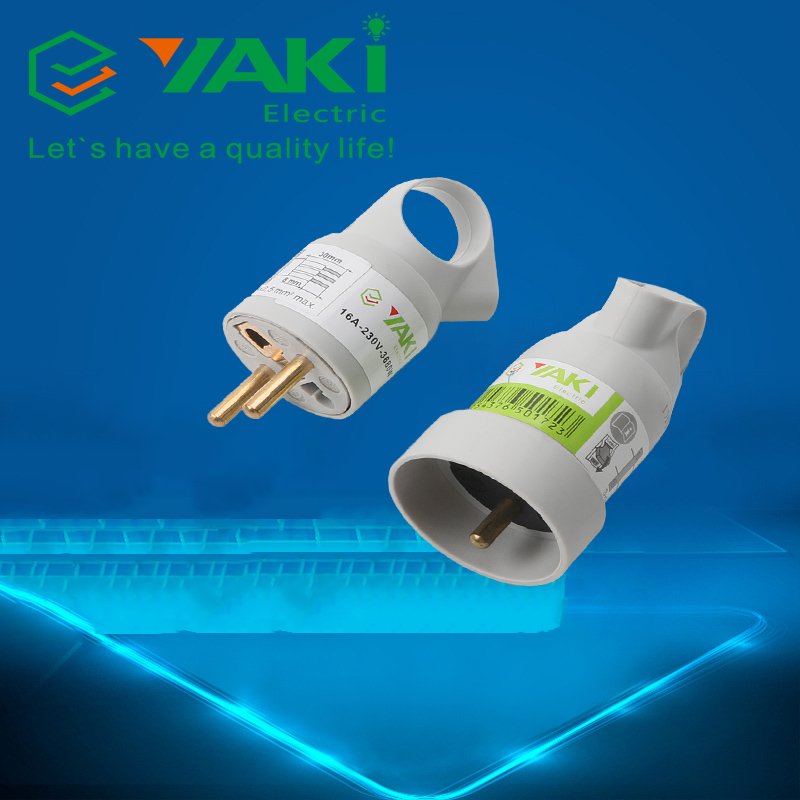 YAKI series French type Eu type male female conversion two round needle copper/CCA electrical plug 16A 250V plug