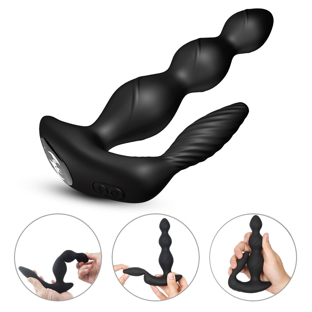 Triple motors prostate stimulating perineum butt massage anal plug sexy toy for men