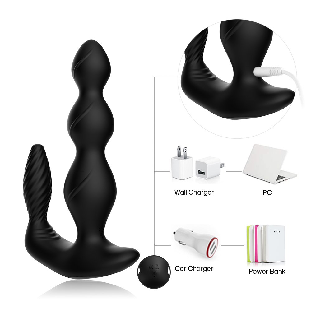 Triple motors prostate stimulating perineum butt massage anal plug sexy toy for men