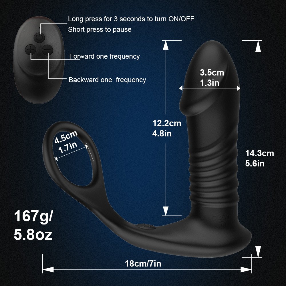 Prostate Massager Anal Vibrator Thrusting Dildos Delay Ejaculation Lock Ring Silicone Anal Butt Plug Tail Sex Toy For Men Gay