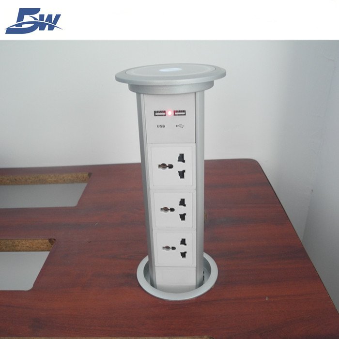 Kitchen Counter Top Tabletop Worktop Recessed Concealed Under Cabinet Retractable Extension Lead Plug 220v Power Pod Unit Socket