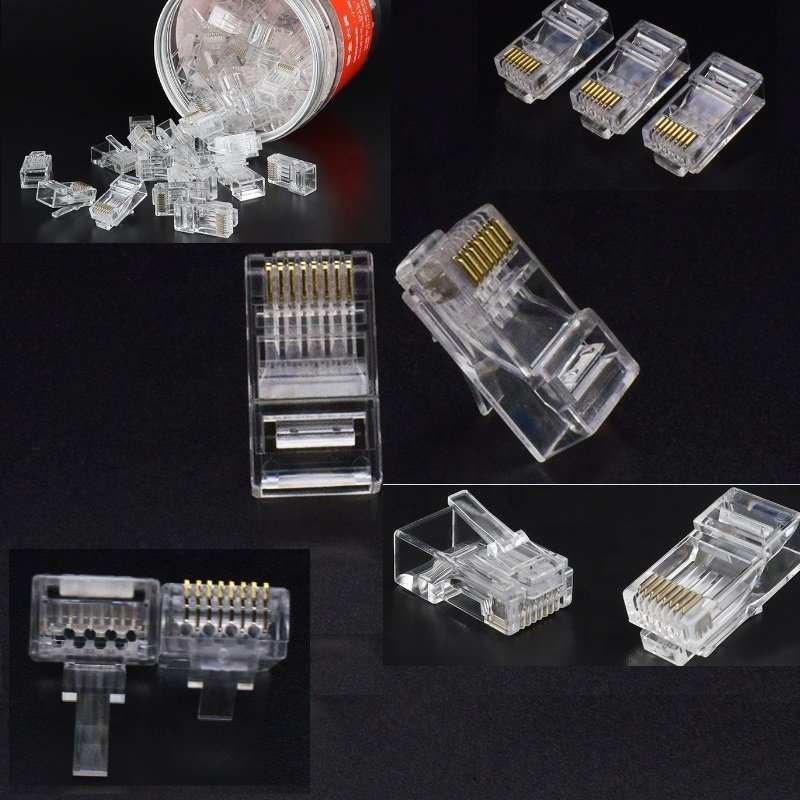 Crystal 8Pin RJ45 Modular Plug Network Cable Connector Adapter for Shielded Crystal Cat5 Cat5e Cat6 Rj 45 Ethernet Cable Plugs