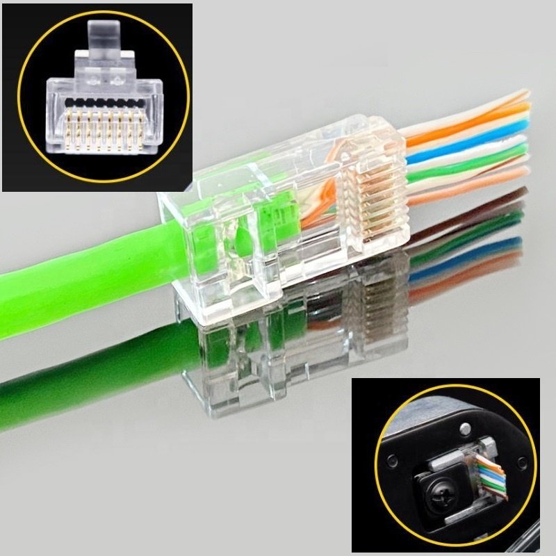Crystal 8Pin RJ45 Modular Plug Network Cable Connector Adapter for Shielded Crystal Cat5 Cat5e Cat6 Rj 45 Ethernet Cable Plugs
