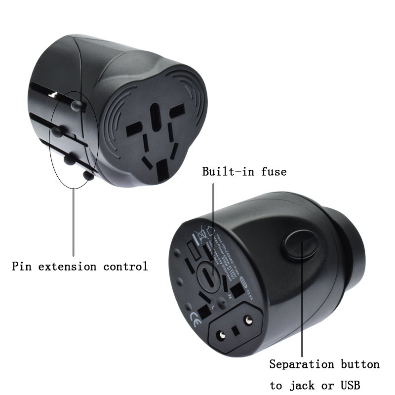 Portable 6A power all in 1 universal travel adapter US EU AU UK plug international Converter European Travel plug adapter usb