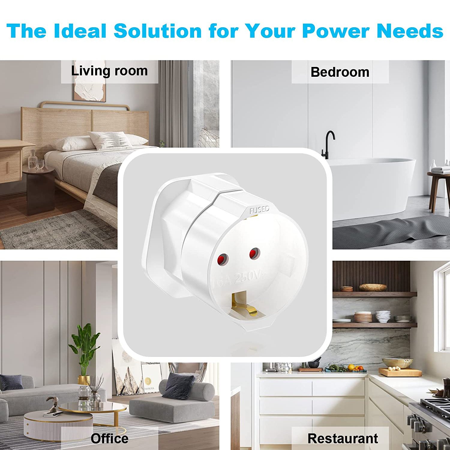 UK 13A Power Adapter Single Socket Travel Adaptor EU UK Converter Plug Charger Safety Features PC Material Home OEM Customizable