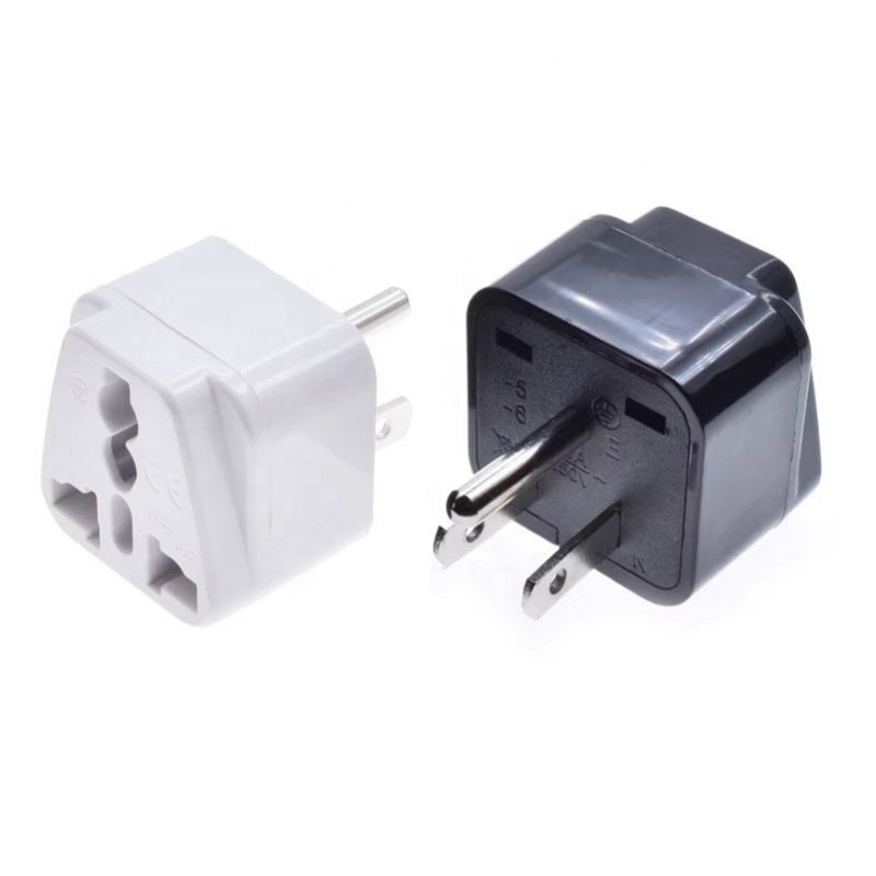 White Black American Conversion Plug 3 Pin Universal to Nema5-15P US Travel Extension Socket for Study Abroad