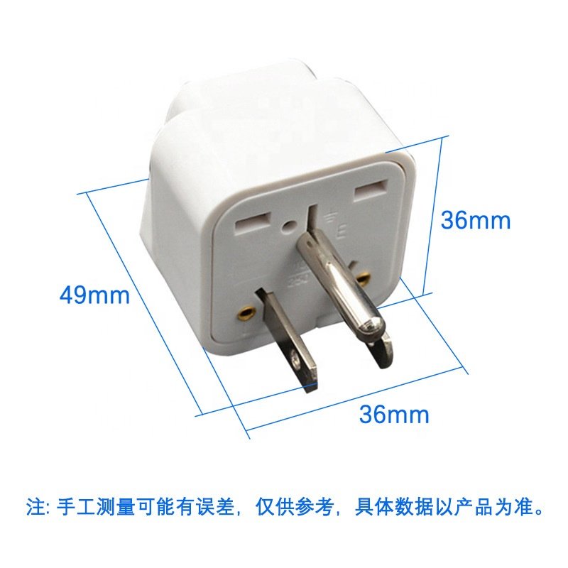 White Black American Conversion Plug 3 Pin Universal to Nema5-15P US Travel Extension Socket for Study Abroad
