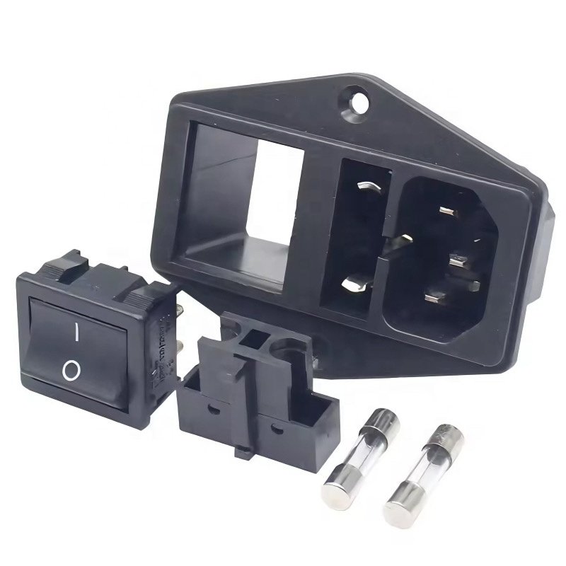 10A 250V AC Power Inlet Connector IEC 320 C14 Desk Plug Power Socket with Rocker Switch 2 Fuse for Medical Appliance