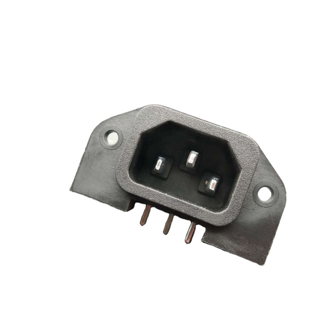 Electrical Connector Iec C14 Plug Inlet Power Socket Male 3 Pins Electrical Outlet Connection Black AC Power Socket