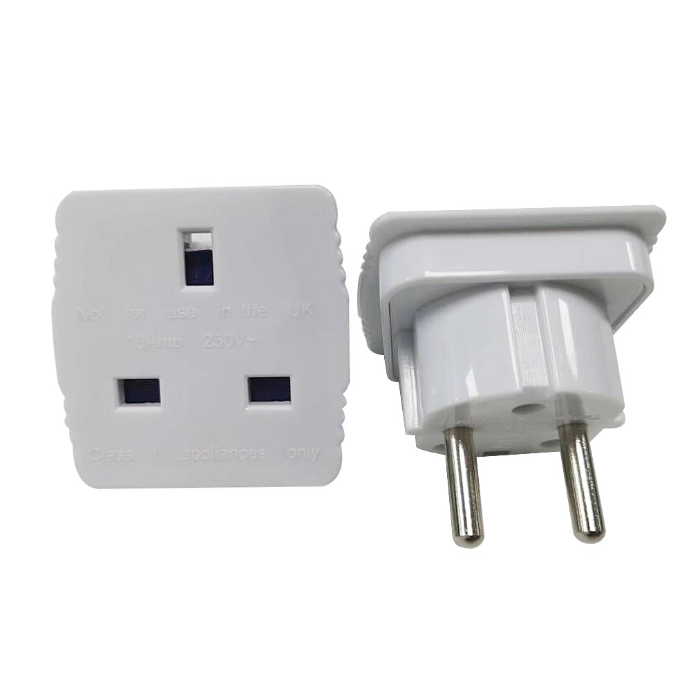 Plastic Copper UK to Germany 2 Round 4.8mm Pins Plug Adapter