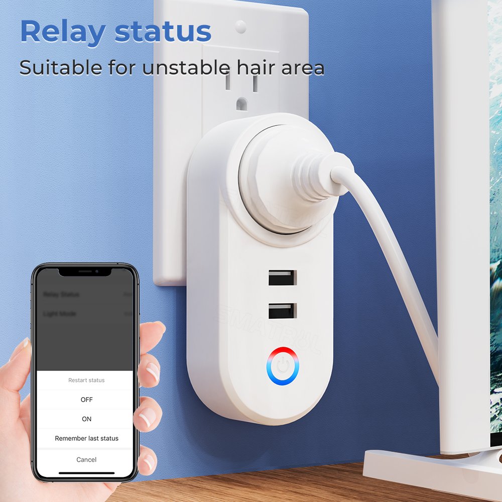 SMATRUL 16A Outlet Adapter Charging Voice Smart Life App Electrical For Google Home Alexa Tuya Wifi Smart USB Socket Us Plug