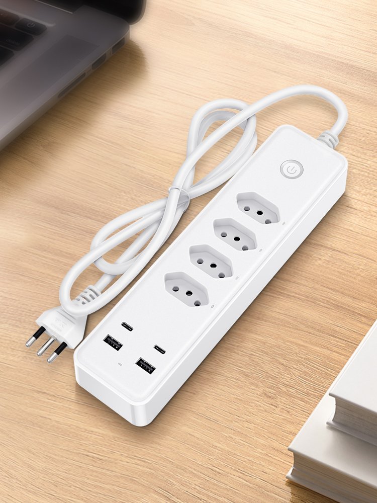 XZJ Tuya 4Way 2USB 2C Smart Extension Socket Plug Brazil WIFI Desk power strip