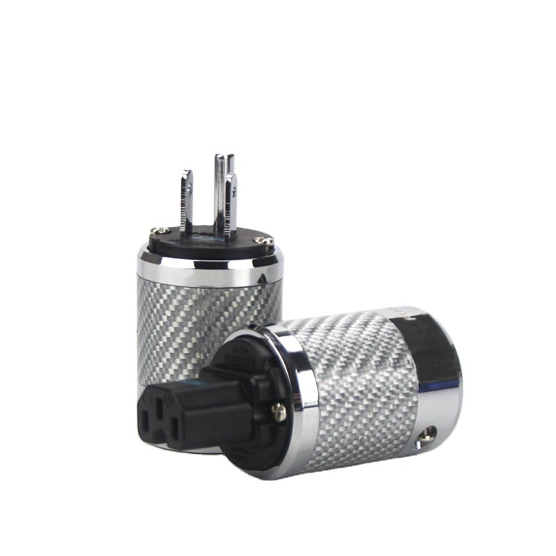 EU IEC Electrical Schuko 2 Pin AC Plug Carbon Fiber Tellurium Copper Gold or Rhodium Plated DIY Power Plug