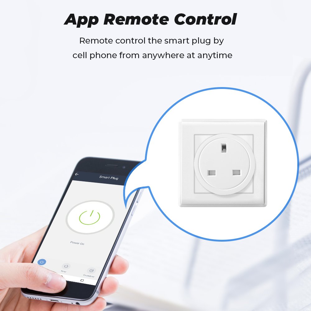SMATRUL 20A Tuya Power Monitor Zigbee Socket Adaptor UK Plug Outlet Smart Life app controls Voice Timer Google Home Alexa
