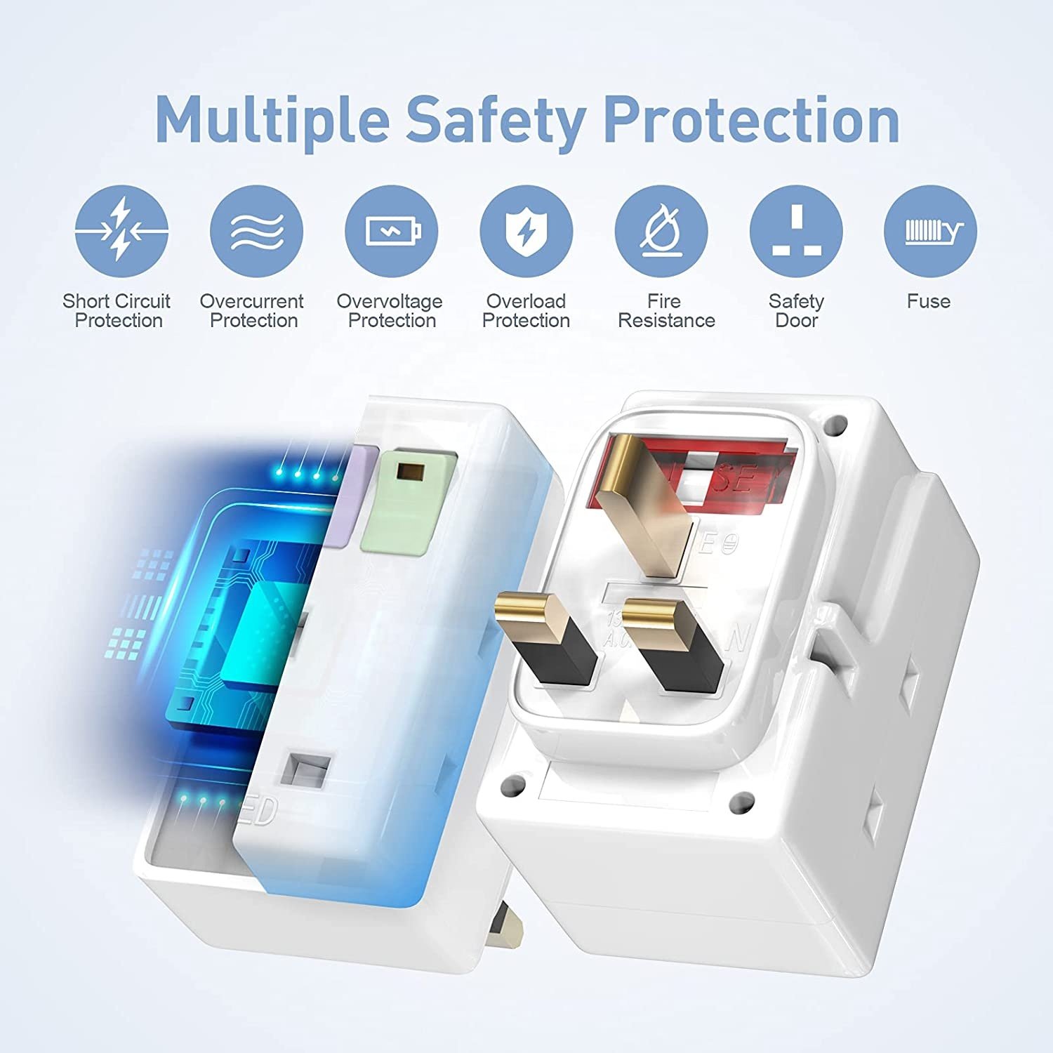 UK Extension Socket Three-phase Independent Switch EU Plug ABS Power Customized SDK Home 13A Ac100~250v White 16A 3 Outlets 120g