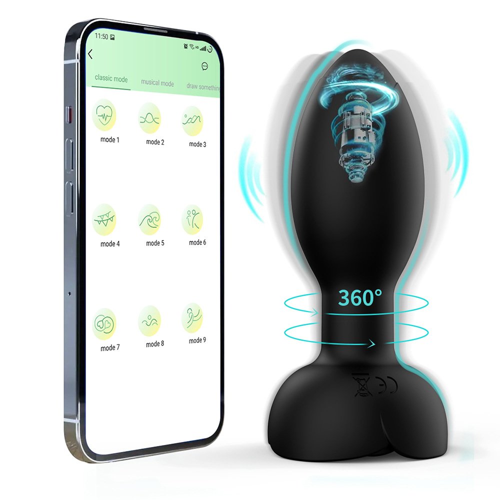 APP/Remote Rose Vibrating Butt Plug Rotating Vibrators Anal Vibrator with Remote Control for Women Men