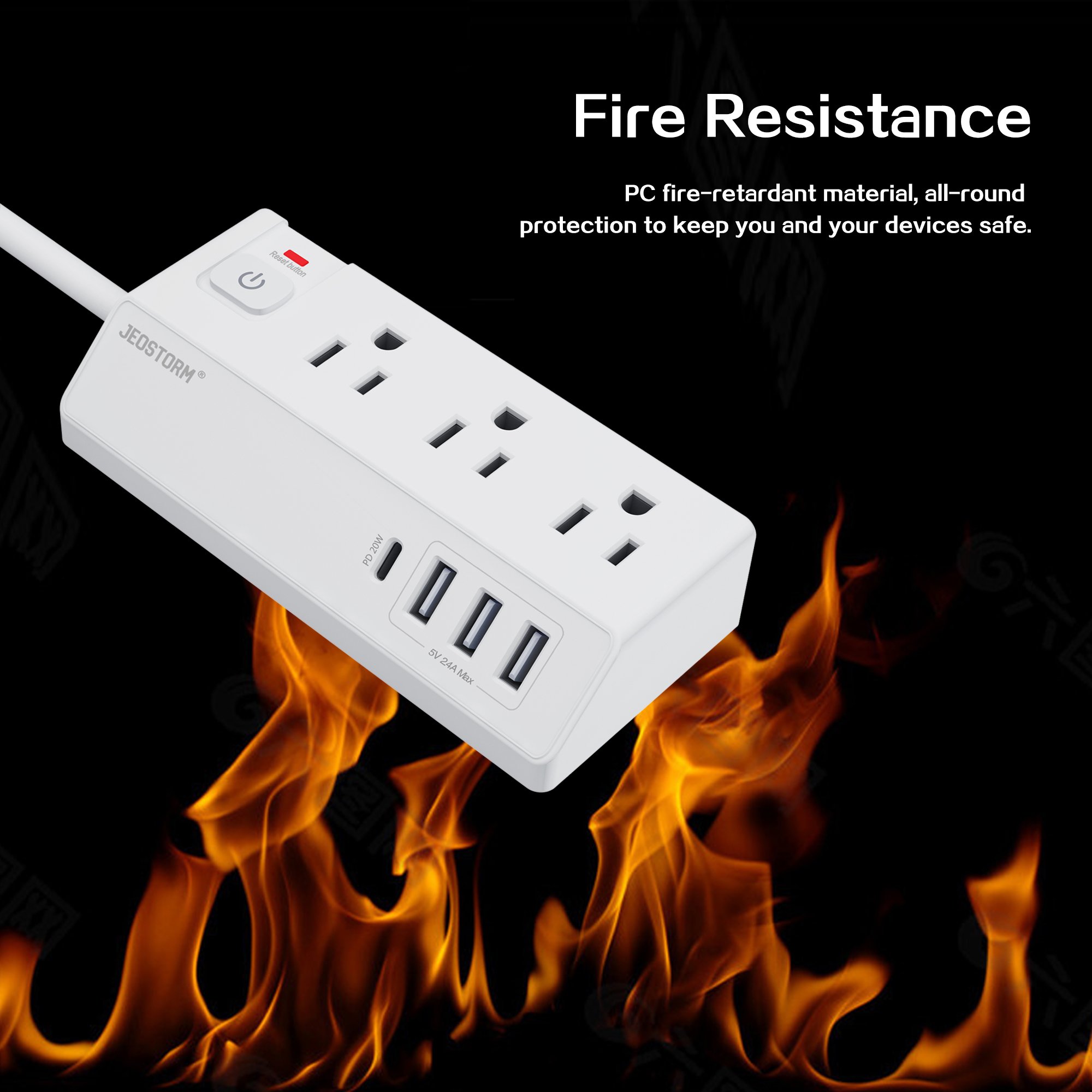 Multi Plug USA Electrical Socket 3 AC Outlet 4 USB Ports Wall Mount Socket 300J Surge Protector Power Strip With Master Switch