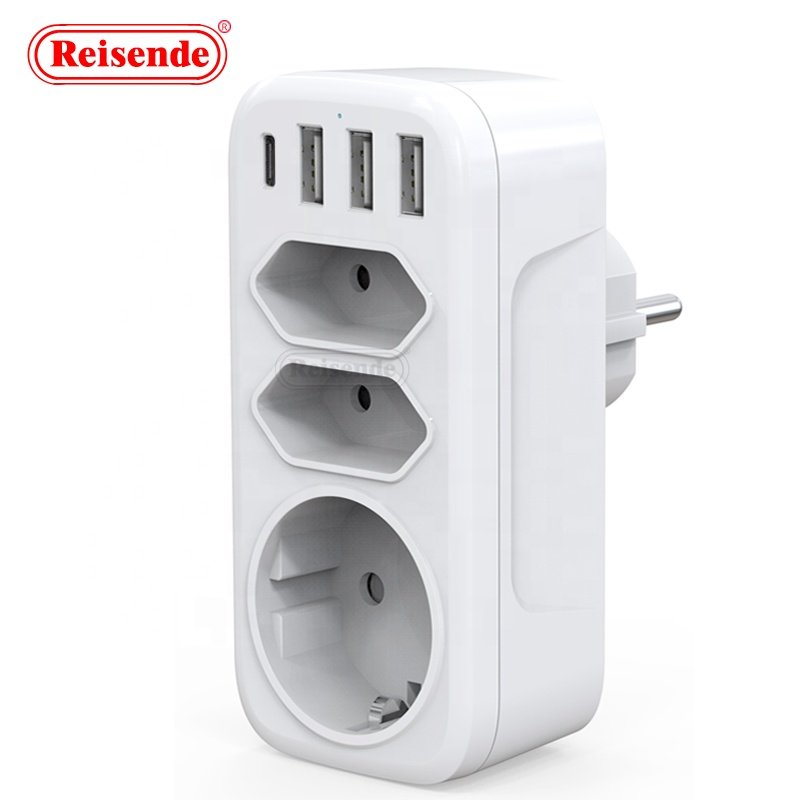 EU Power Strip with USB Charger Single 3-in-3 Socket Adapter Plug German Standard Type-C OEM Customizable