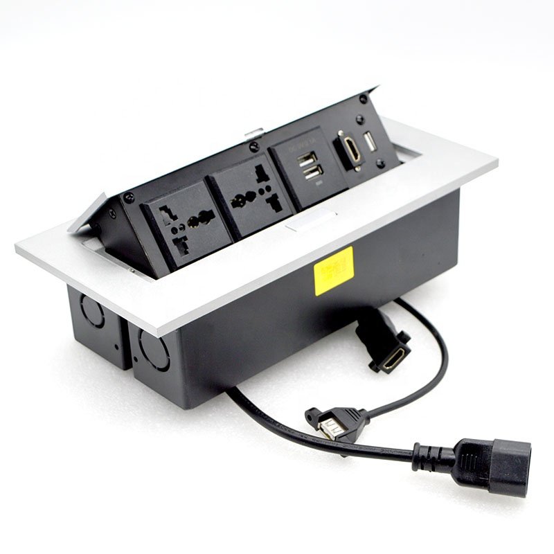 Custom Office Conference Table Pop Desk Socket Universal Multimedia Power Jack Free USB Connection UK/US/CN Plug 13A 240V