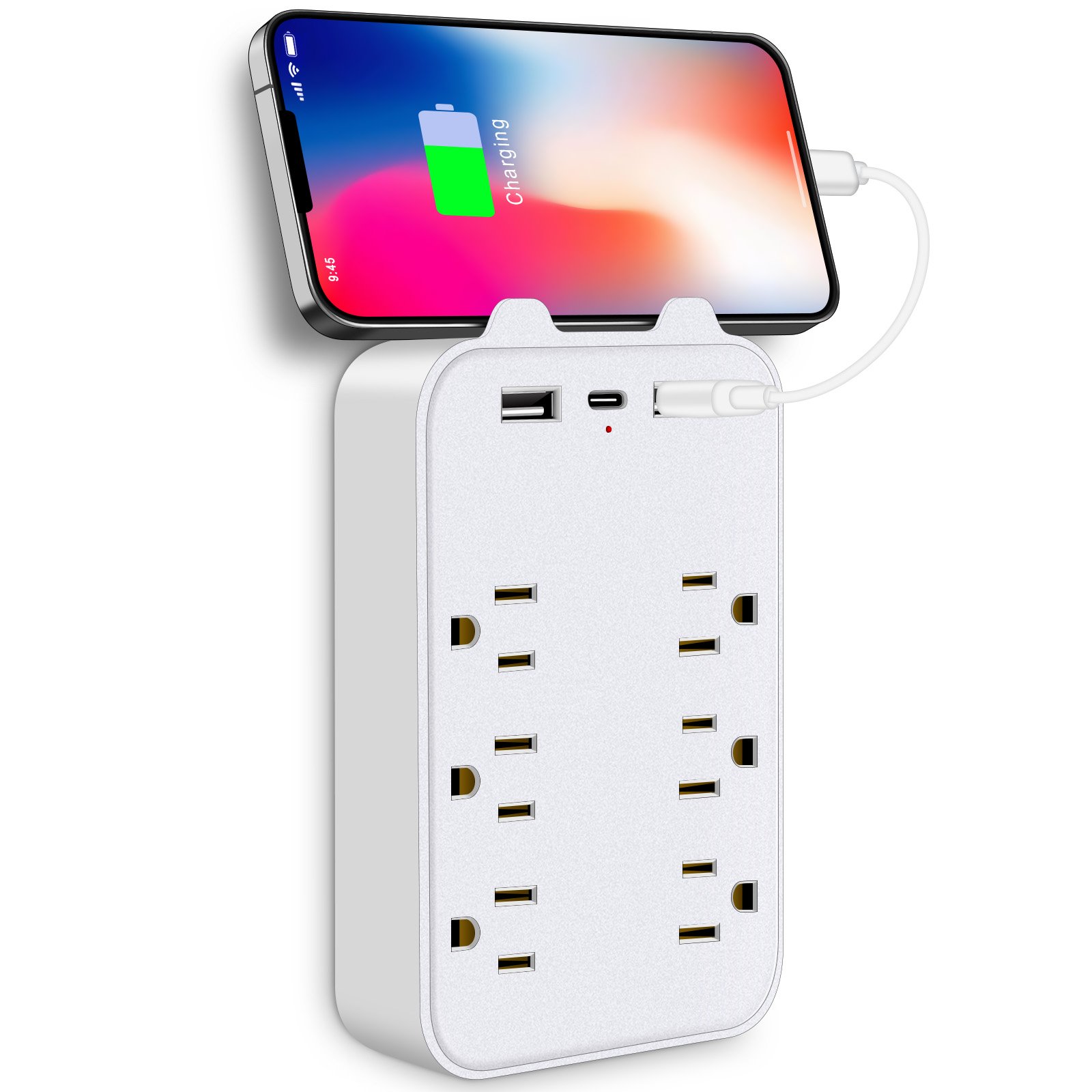 Multi Plug Outlet extender with 4 Electrical socket extender Adapter Wall socket outlet with 3USB ports+1type c