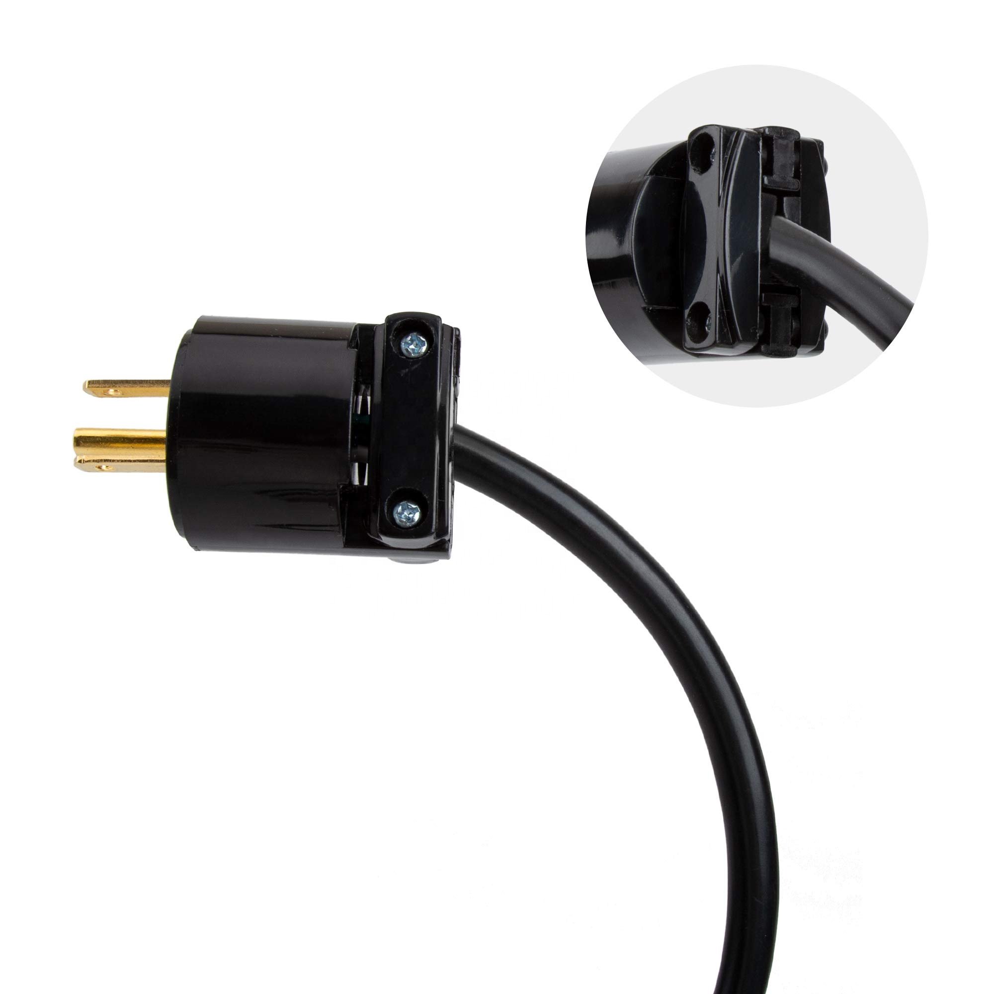 15A 125V 3 Prong Replacement Plug 2 Pole 3 Wire NEMA 5-15P Straight Blade Electrical Plug