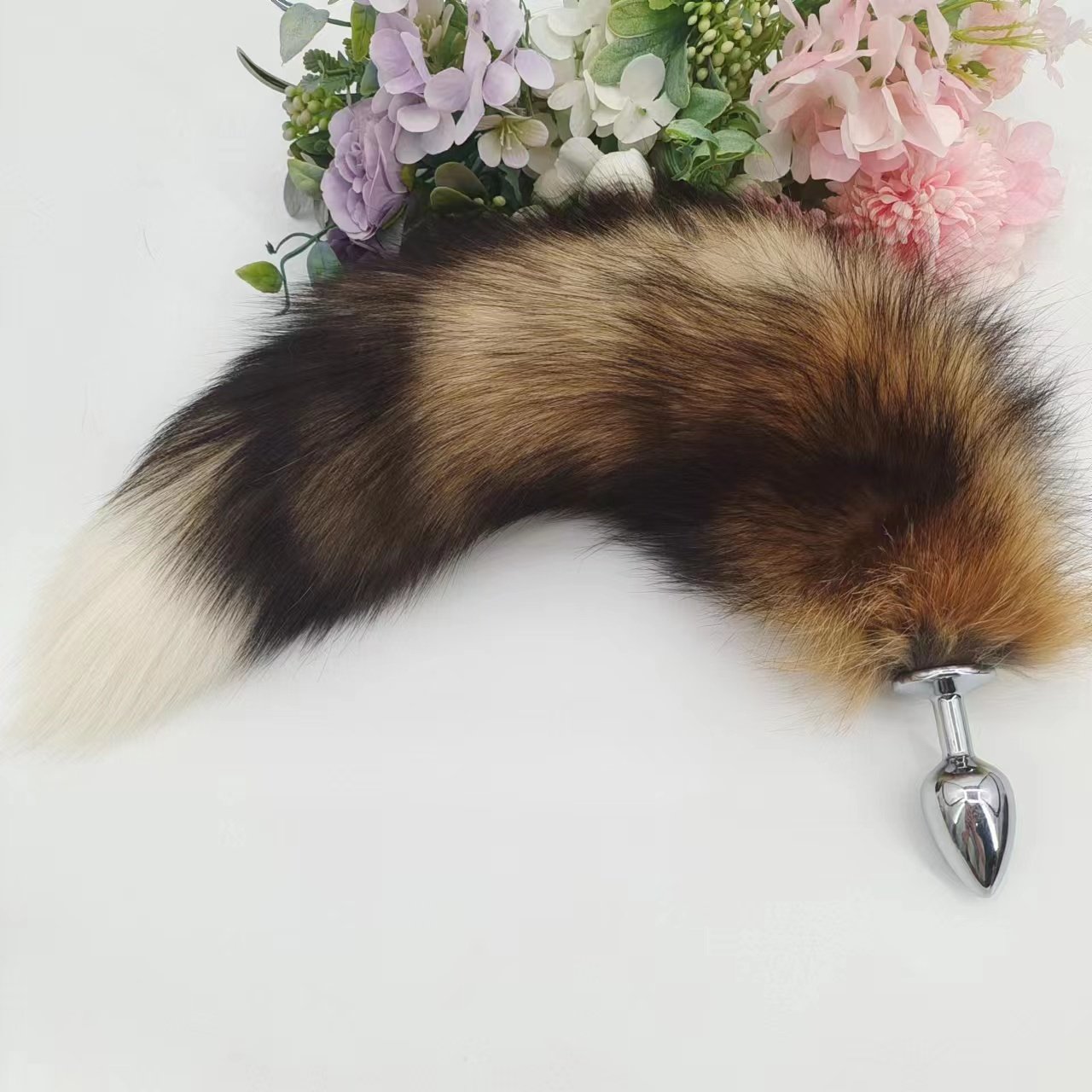 ChinaWholesale Real Fox tail 35-40cm fluffy animal hair anal plug tail sex products for men and women