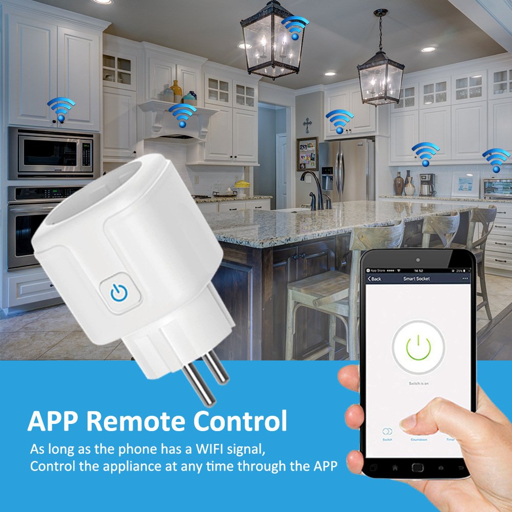 EU 16A Wifi Smart Plug Socket Outlet Energy Monitoring App Tuya Smart Life Remote Control Works Alexa Electrical Power Socket