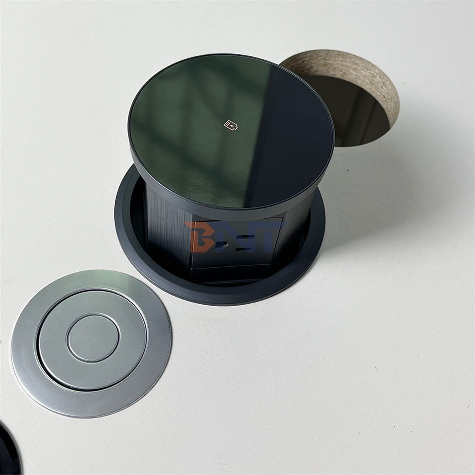 4 universal plug hydraulic gas spring conference table pop up socket boxes/push pop up desk mount power socket