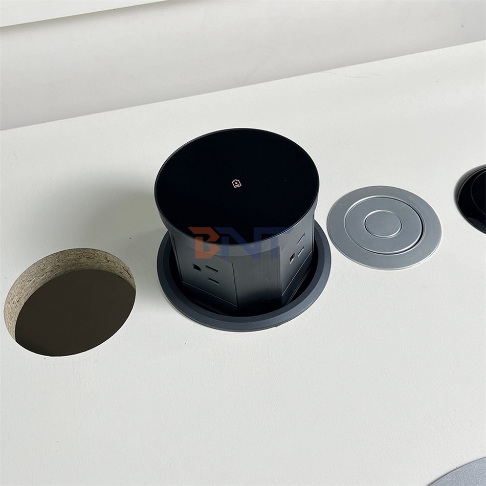 4 universal plug hydraulic gas spring conference table pop up socket boxes/push pop up desk mount power socket
