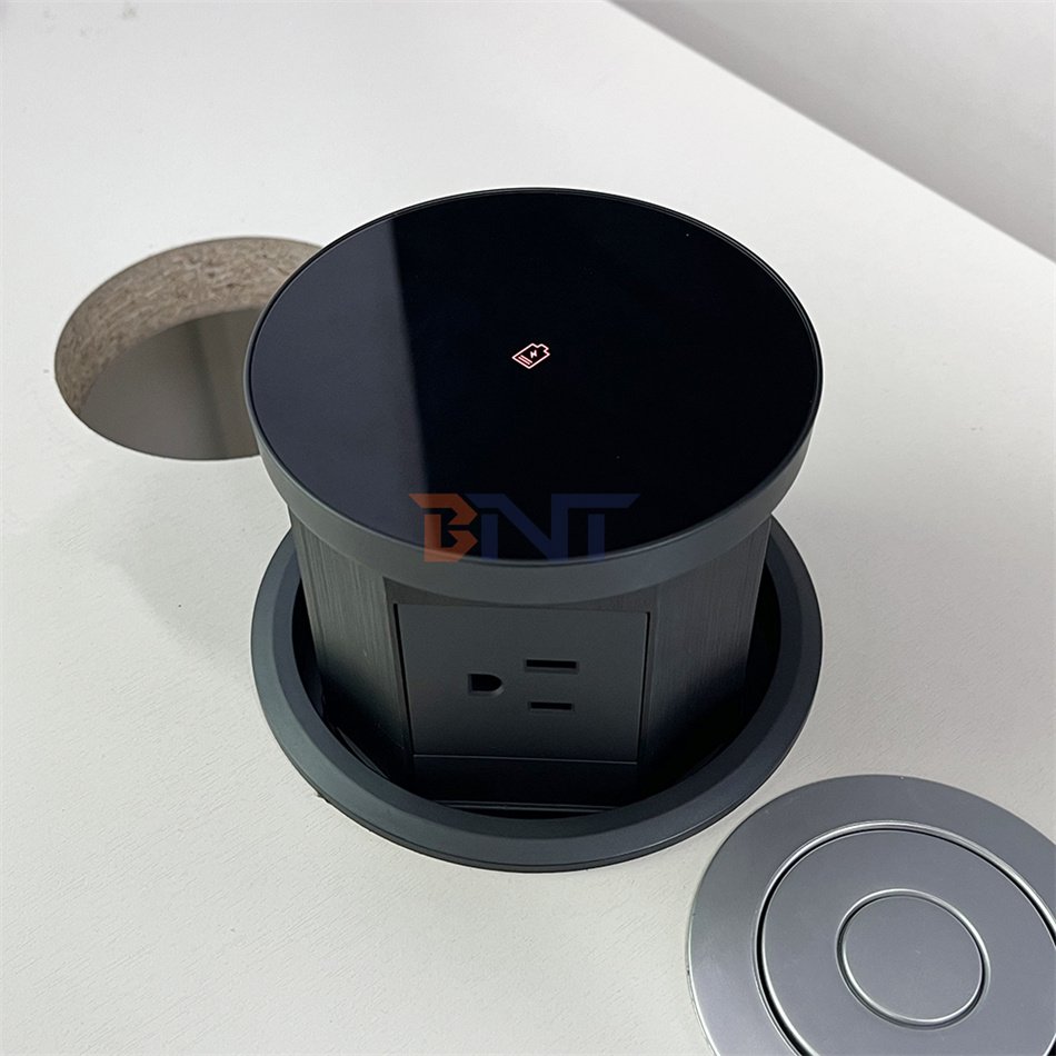 4 universal plug hydraulic gas spring conference table pop up socket boxes/push pop up desk mount power socket