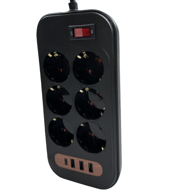 EU High Quality 6 AC Outlet Travel Power Strip 3 USB 1 PD Charger 3m/5m Cable Length 10A Rated 6 Expansion Socket Plug Strip