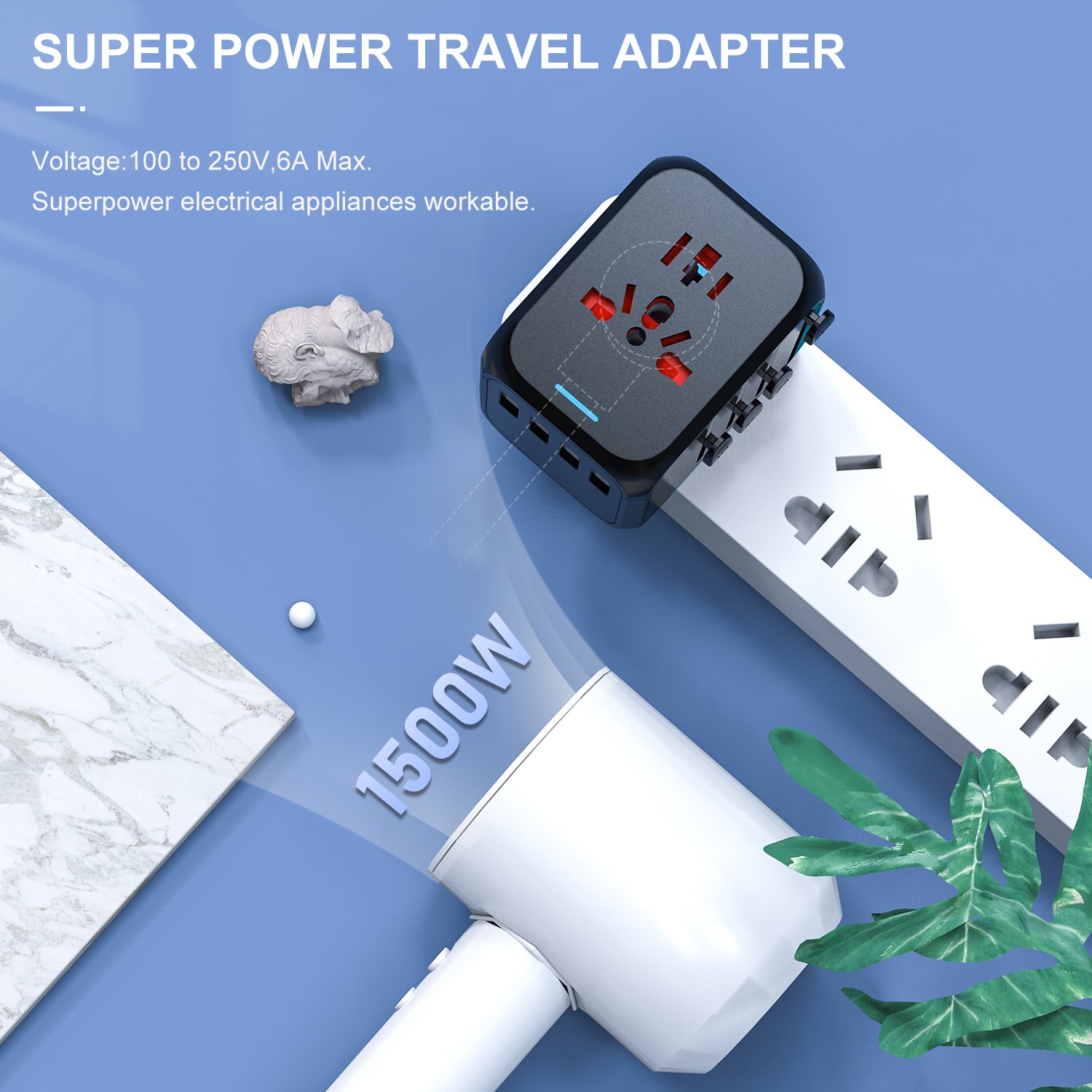Universal Travel Adapter Universal Travel Adapter With Usb And Type-c Smart Usb Charger Electrical Plug Socket
