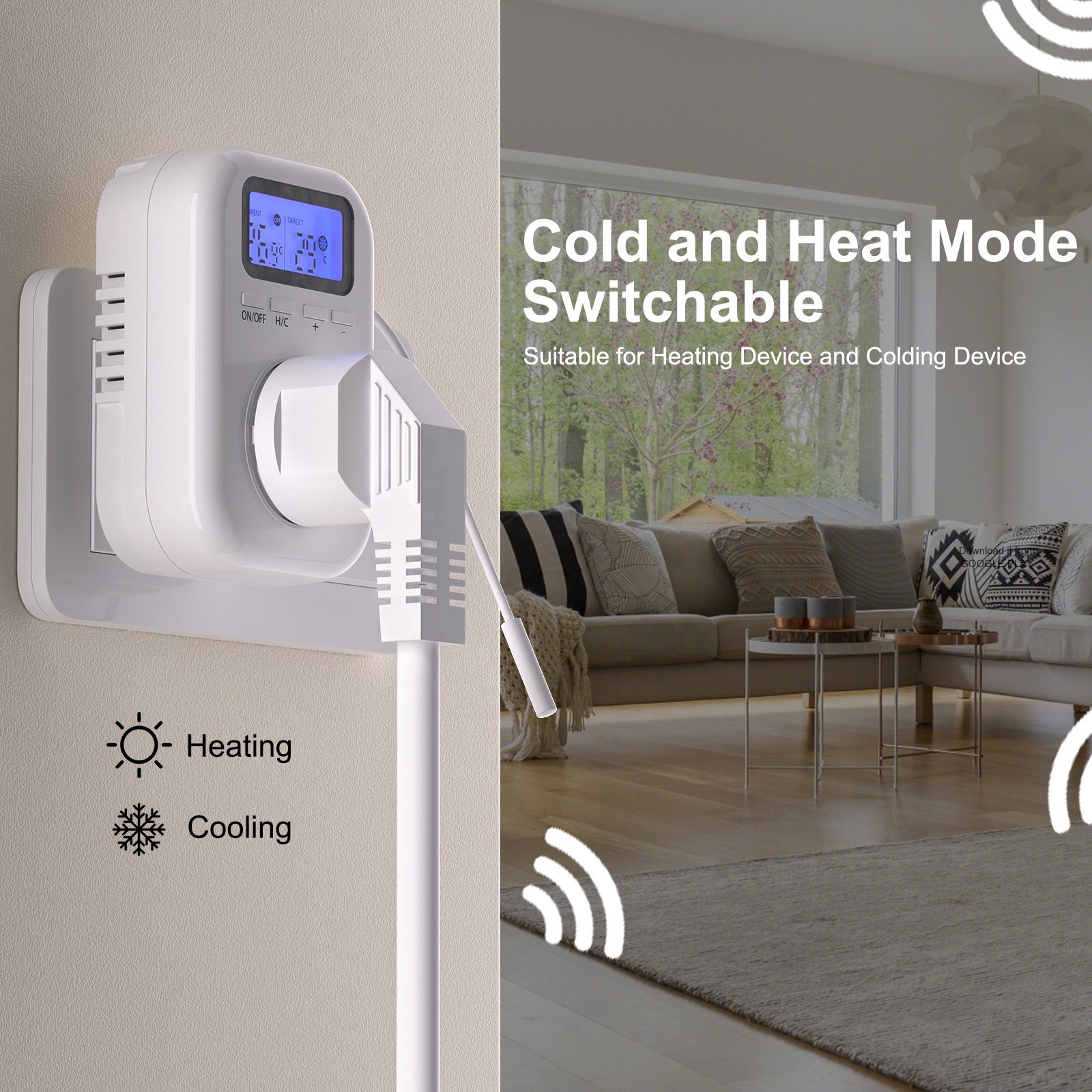 Thermostat socket plug Smart Home Electronic Thermostat plug With LCD And Temperature Sensor Supplied By Manufacturer