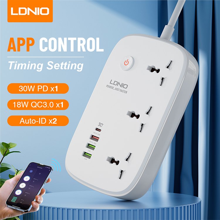 Universal Power Strips with 4 USB Port 3 AC Outlet LDNIO Socket SCW3451 Wifi Tuya Smart Electric Charging Extension Socket Plug