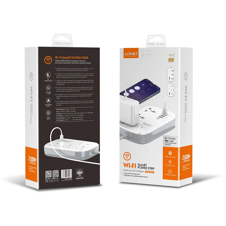 Universal Power Strips with 4 USB Port 3 AC Outlet LDNIO Socket SCW3451 Wifi Tuya Smart Electric Charging Extension Socket Plug